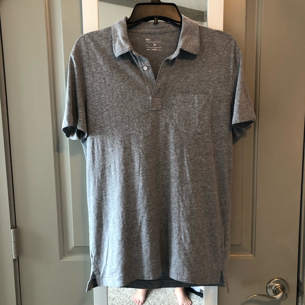 gray cotton polo